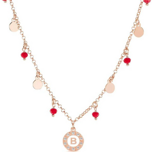 Dvccio collana Venere argento 925 placcato oro rosa 24Kt lettera B