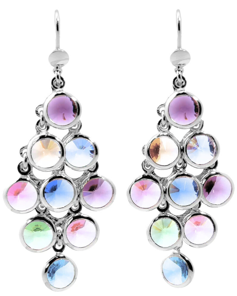 Dvccio orecchini Jordan a Vela in Argento 925 con cristalli multicolor