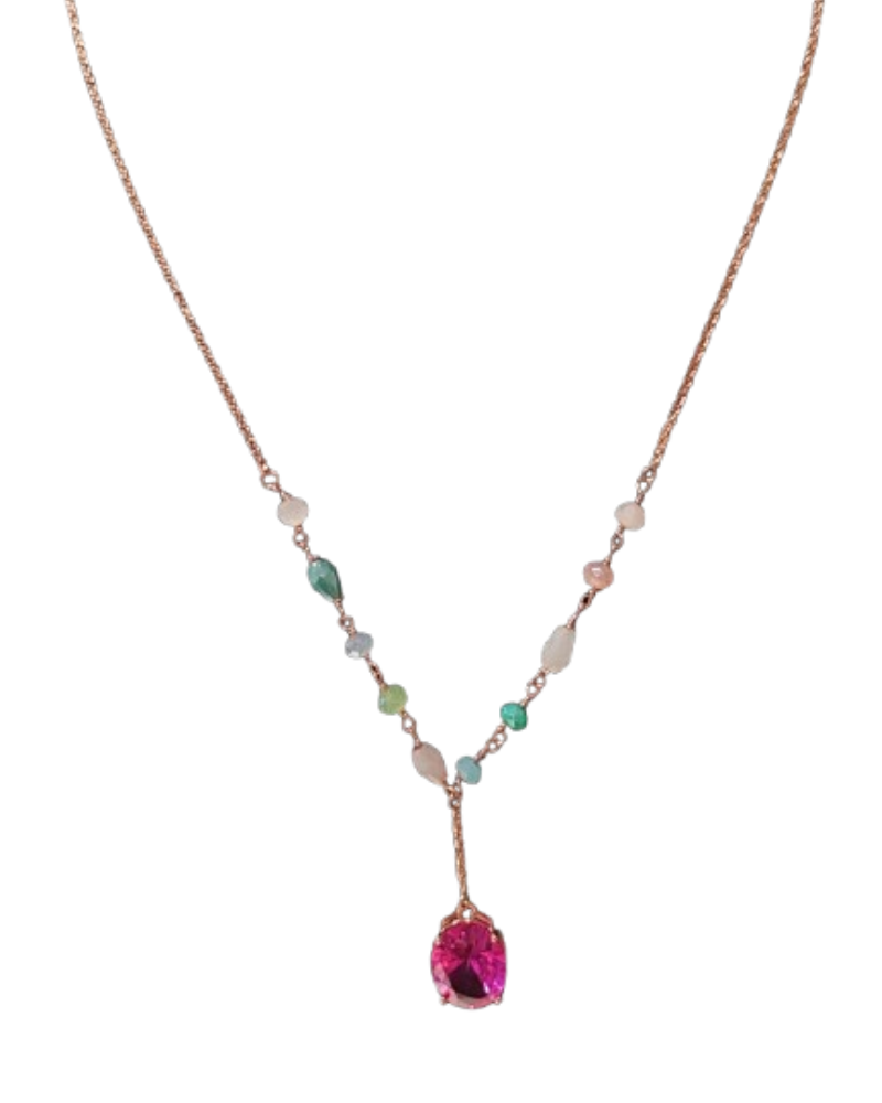 Giade collana Argento 925 placcato Oro rosa e cristalli