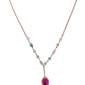 Giade collana Argento 925 placcato Oro rosa e cristalli