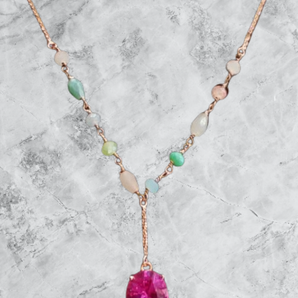 Giade collana Argento 925 placcato Oro rosa e cristalli