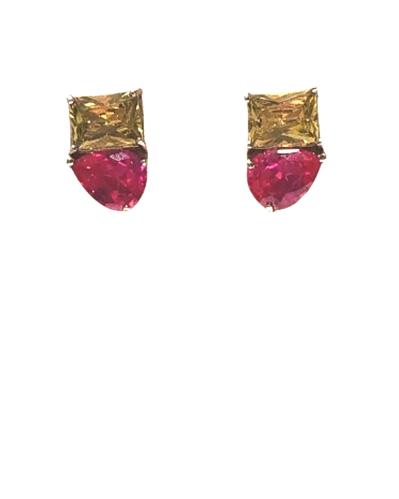 Giade orecchini Argento 925 cristalli Verde e Fucsia