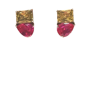Giade orecchini Argento 925 cristalli Verde e Fucsia