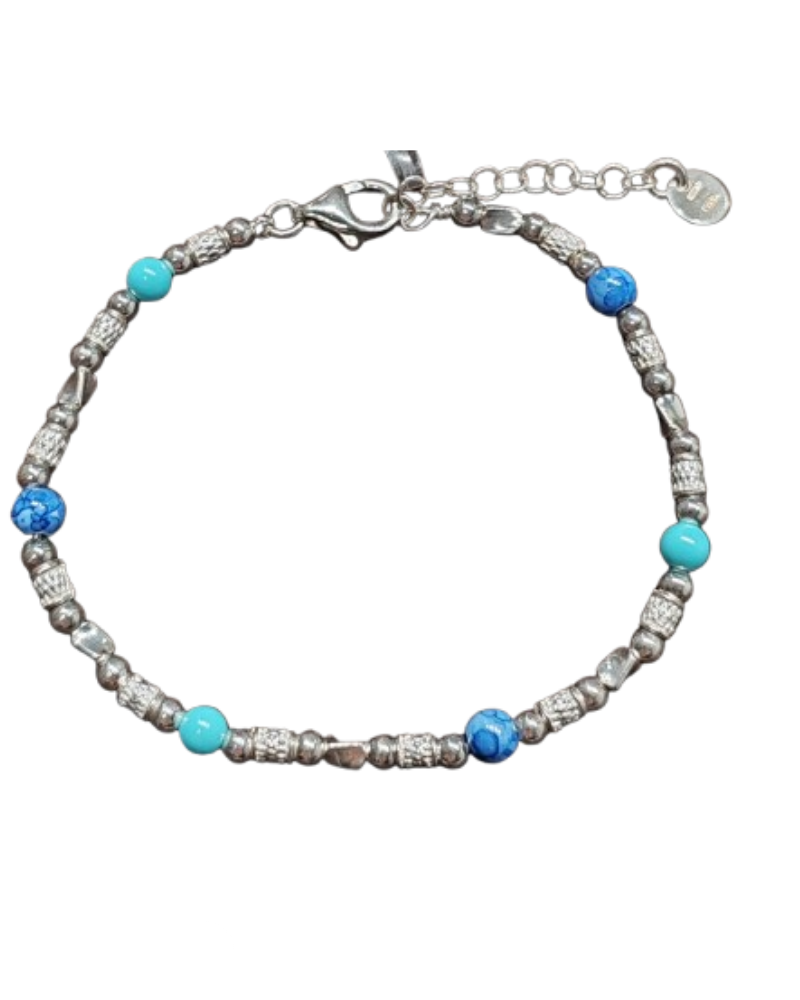 Giade bracciale Argento 925 pietre blu e turchese