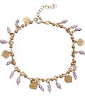 Giade bracciale Argento 925 Gold cristalli viola e cuori