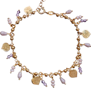 Giade bracciale Argento 925 Gold cristalli viola e cuori