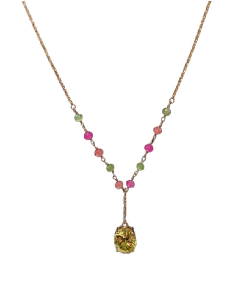 Giade collana Argento 925 placcato oro giallo e cristalli