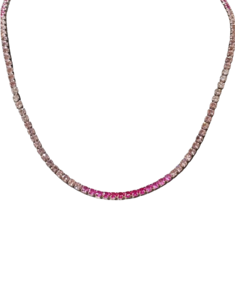 Giade collana Argento 925 Tennis fucsia