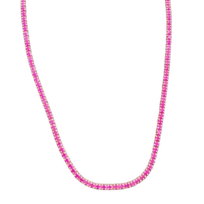 Giade collana Argento 925 Tennis fucsia