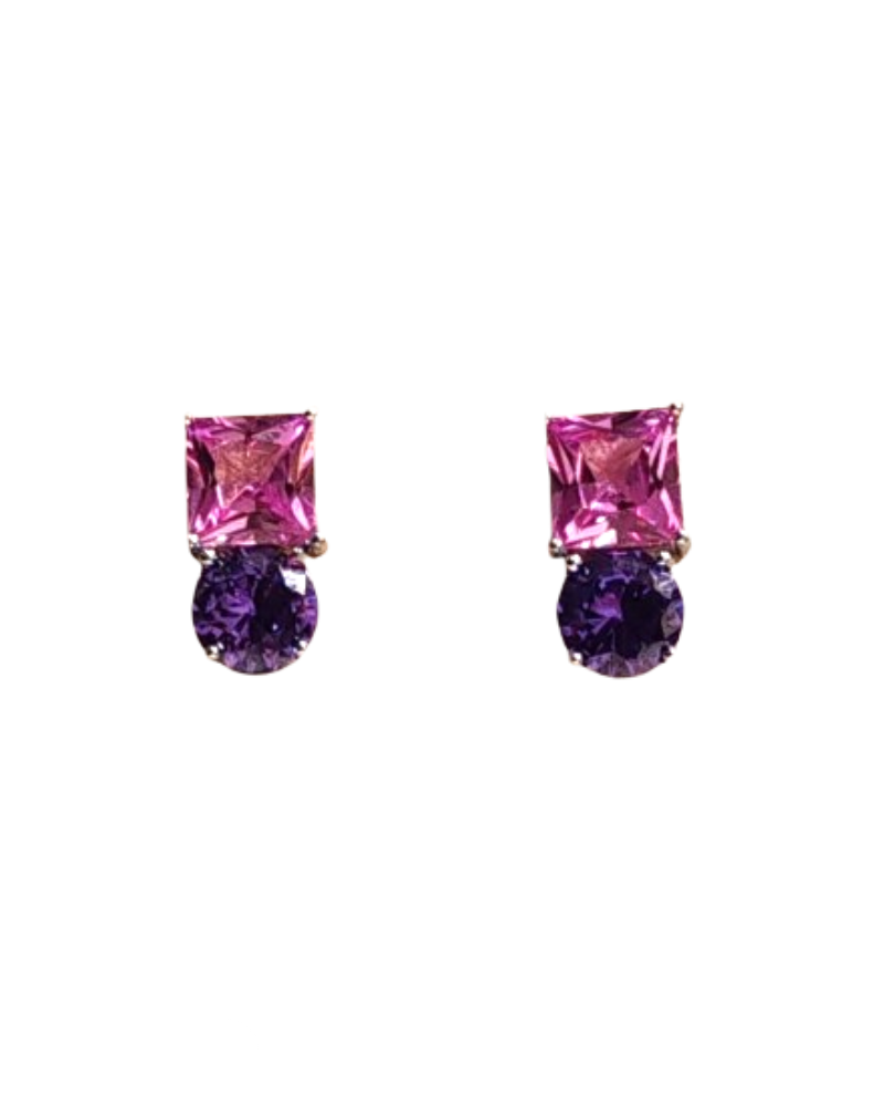 Giade orecchini Argento 925 Cristalli Viola Rosa