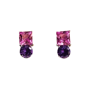 Giade orecchini Argento 925 Cristalli Viola Rosa