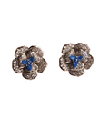 Giade orecchini Argento 925 Fiori cristalli azzurri