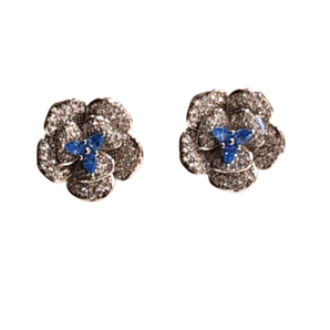 Giade orecchini Argento 925 Fiori cristalli azzurri