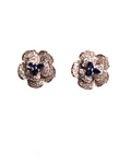 Giade orecchini Argento 925 Fiori cristalli blu