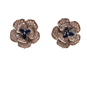 Giade orecchini Argento 925 Fiori cristalli blu