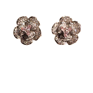 Giade orecchini Argento 925 Fiori cristalli Rosa