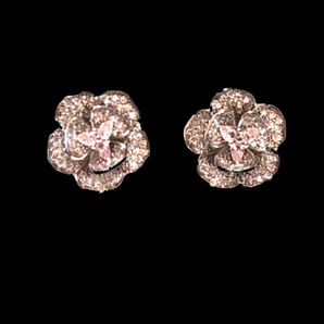 Giade orecchini Argento 925 Fiori cristalli Rosa