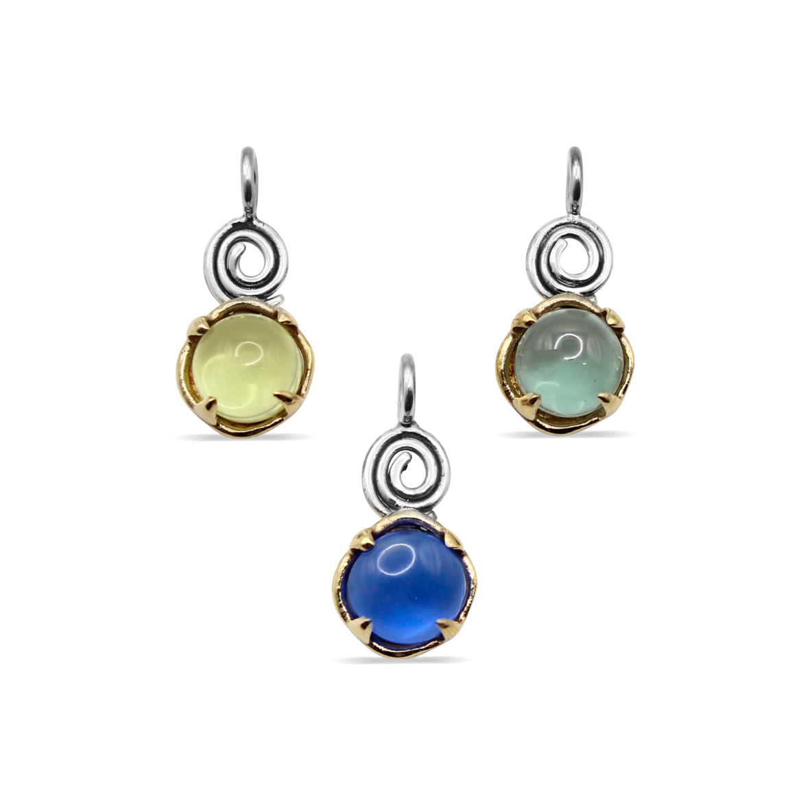 Pendente con motivo circolare in argento e idrotermale