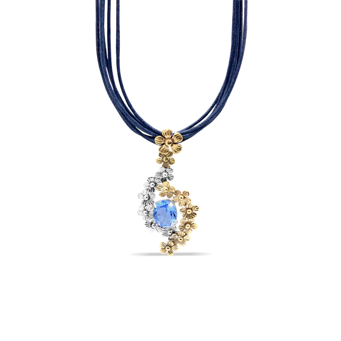 Pendente con motivo floreale e pietra