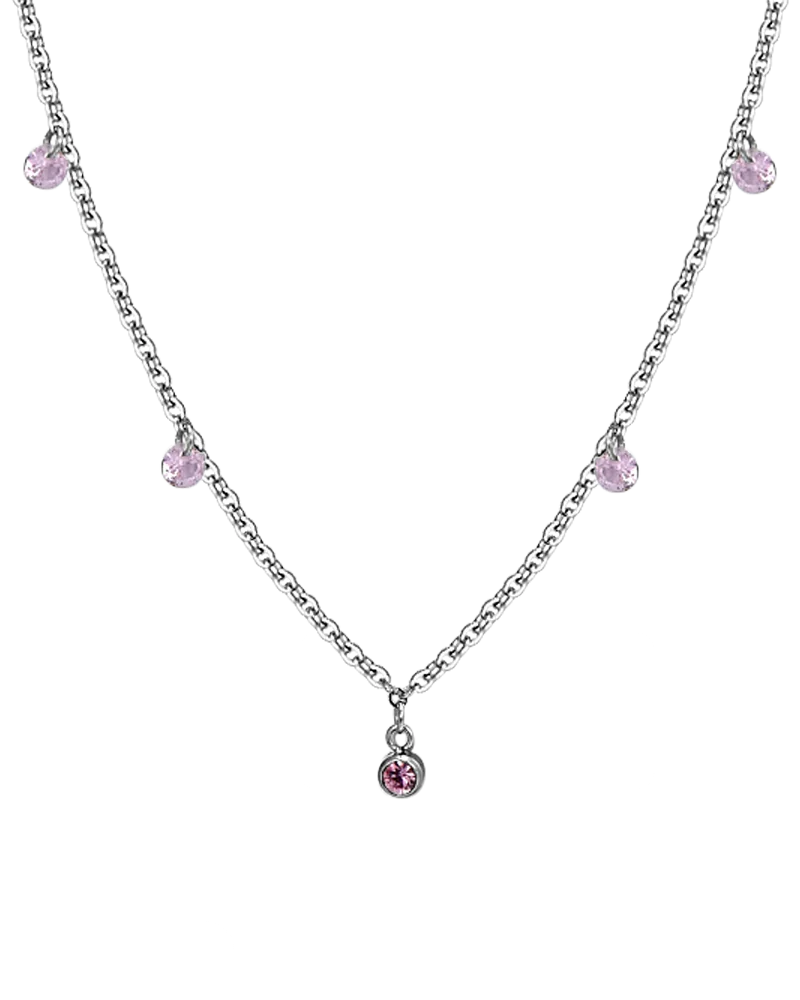 LUCA BARRA COLLANA LUNGA CRISTALLI ROSA