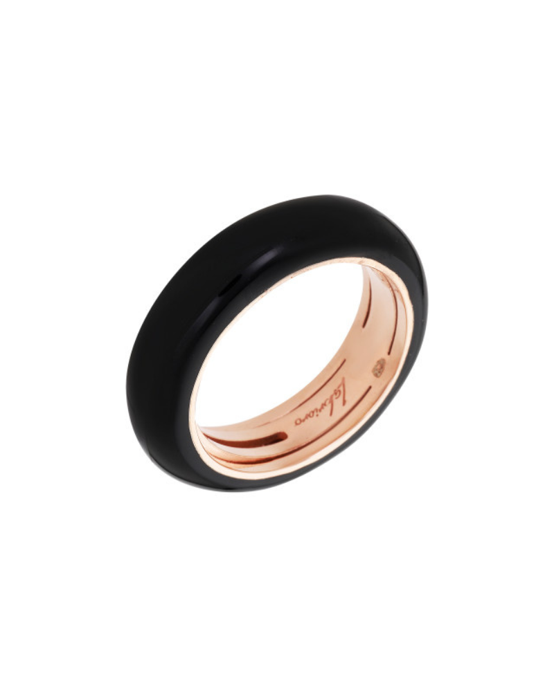 Labrioro anello Paris rosa con smalto nero