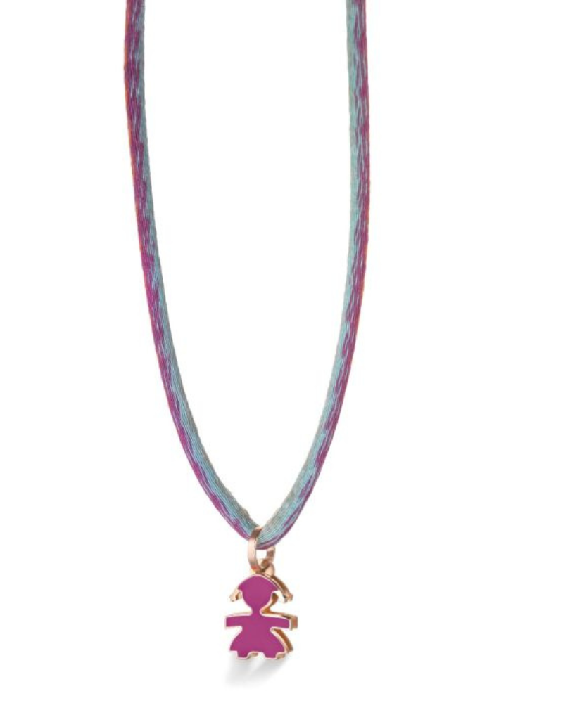 Le Bebè collana i classici sagoma bimba in oro rosa 9Kt e smalto viola