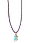Le Bebè collana i classici sagoma bimba in oro rosa 9Kt smalto verde acqua