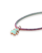 Le Bebè collana i classici sagoma bimba in oro rosa 9Kt smalto verde acqua