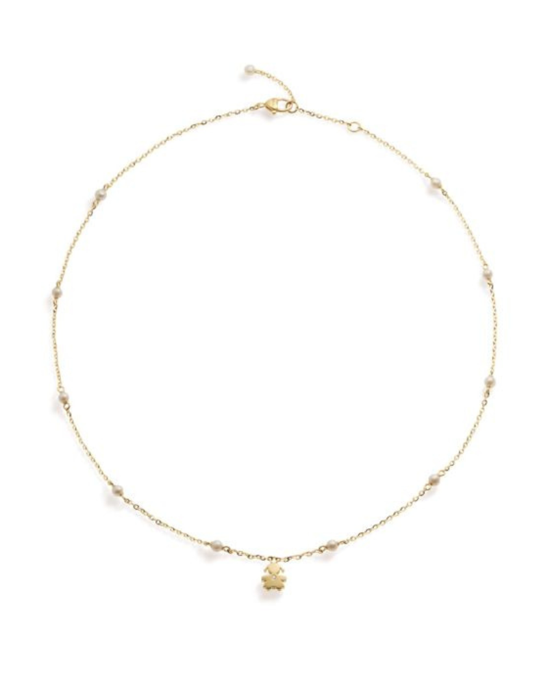 Le Bebè collana le perle sagoma bimba oro giallo 9kt e diamantino