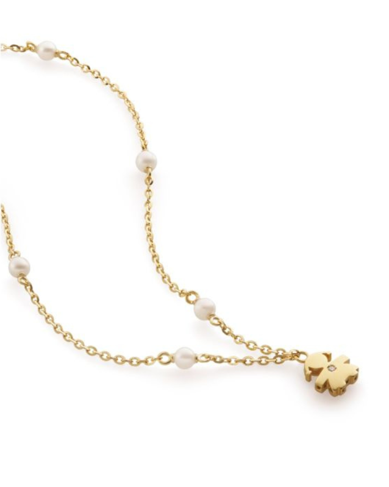 Le Bebè collana le perle sagoma bimba oro giallo 9kt e diamantino