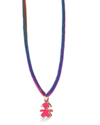 Le Bebè collana i classici sagoma bimba in oro rosa 9Kt smalto fucsia