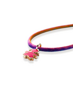 Le Bebè collana i classici sagoma bimba in oro rosa 9Kt smalto fucsia