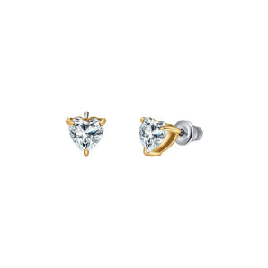 ORECCHINI DONNA IN ACCIAIO E IP GOLD CON CUORE CRISTALLO BIANCO