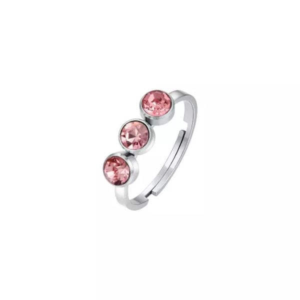 ANELLO DONNA IN ACCIAIO CON CRISTALLI ROSA