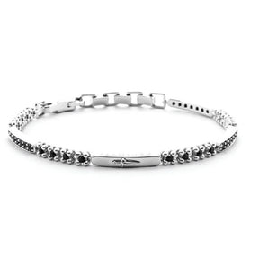 Bracciale Uomo Cesare Paciotti Argento Spinelli Neri
