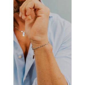 Bracciale in Argento lucido e rosè, Diamante e Spinelli neri