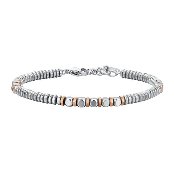 BRACCIALE UOMO IN ACCIAIO EMATITE SILVER E ROSE GOLD