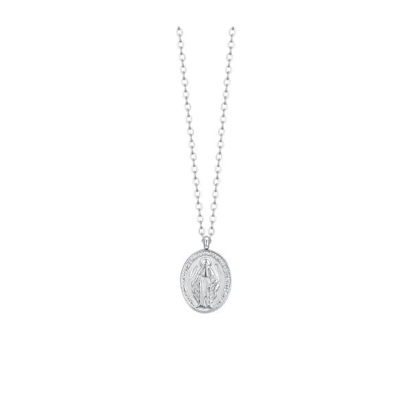 COLLANA DONNA IN ACCIAIO, MEDAGLIETTA CON MADONNINA MIRACOLOSA