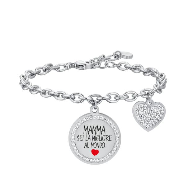 BRACCIALE DONNA IN ACCIAIO MAMMA SEI LA MIGLIORE AL MONDO
