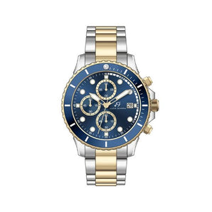 OROLOGIO UOMO IN ACCIAIO E IP GOLD CON QUADRANTE BLU