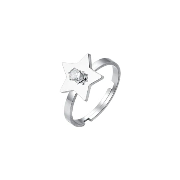 ANELLO DONNA IN ACCIAIO CON STELLA CON ZIRCONE BIANCO