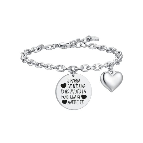 BRACCIALE DONNA IN ACCIAIO DI MAMMA CE N'È UNA IO HO AVUTO LA FORTUNA DI AVERE
