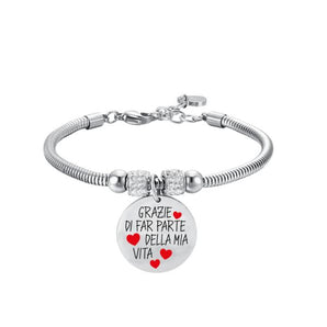 BRACCIALE DONNA IN ACCIAIO GRAZIE DI FAR PARTE DELLA MIA VITA