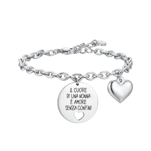 BRACCIALE DONNA IN ACCIAIO IL CUORE DI UNA NONNA