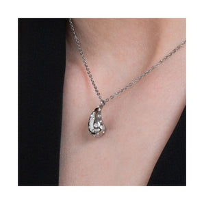 COLLANA DONNA GOCCIA IN ACCIAIO CON CRISTALLI BIANCH