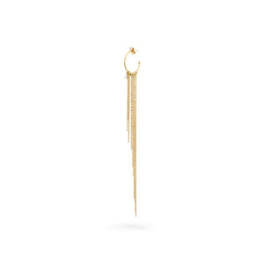 Mono orecchino Rue Des Mille in argento 925 oro frangia maxi