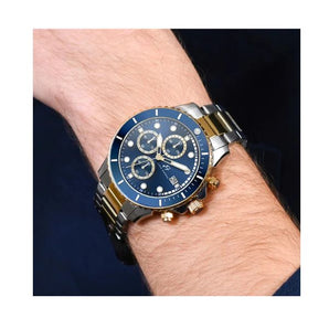 OROLOGIO UOMO IN ACCIAIO E IP GOLD CON QUADRANTE BLU