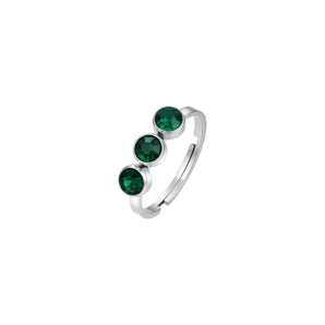 ANELLO DONNA IN ACCIAIO CON CRISTALLI VERDI