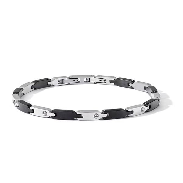 Bracciale Comete in acciaio maglie alternate nere Cod UBR 1230