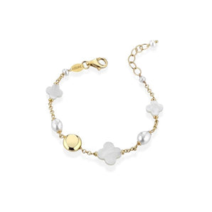 Bracciale in argento giallo con perle coltivate d'acqua dolce e madreperla australiana
